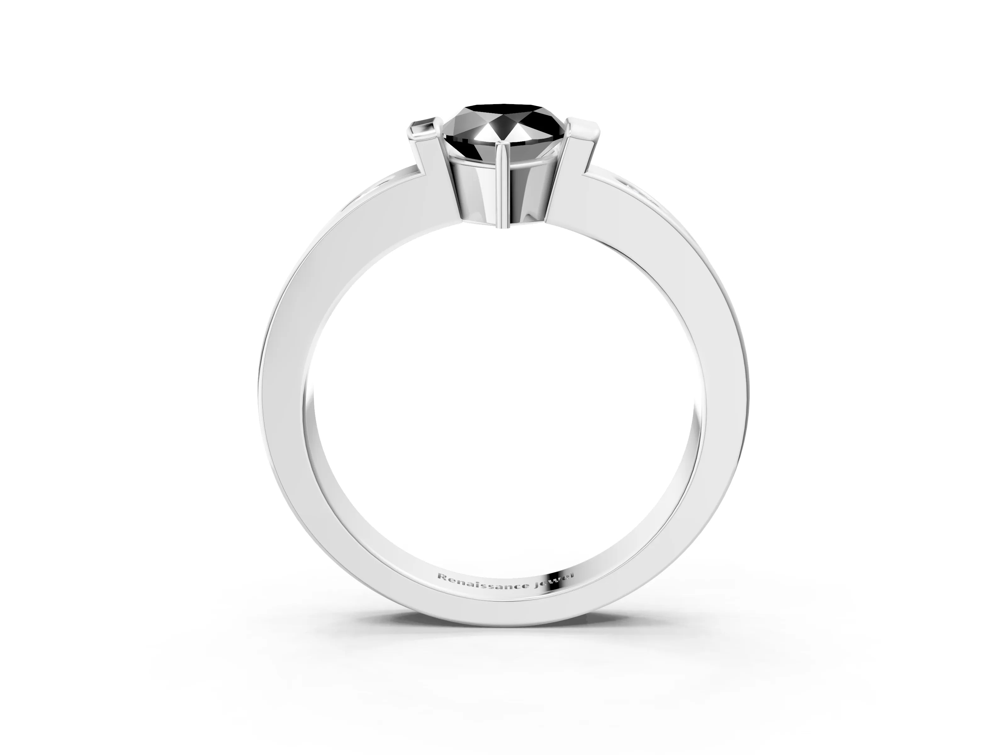White gold Fancy Black Pear Cut Brilliant Channel-Set Diamond Ring with Bezel Prong Setting_15