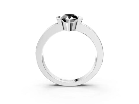 White gold Fancy Black Pear Cut Brilliant Channel-Set Diamond Ring with Bezel Prong Setting_15