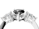 White gold Fancy Black Pear Cut Brilliant Diamond Cluster Accent Solitaire Ring with Prong Setting_16