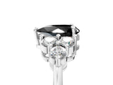 White gold Fancy Black Pear Cut Brilliant Diamond Cluster Accent Solitaire Ring with Prong Setting_17