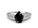 White gold Fancy Black Pear Cut Brilliant Diamond Pavé Band with Six-Prong Setting_12