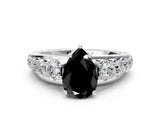 White gold Fancy Black Pear Cut Brilliant Diamond Pavé Band with Six-Prong Setting_12
