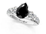 White gold Fancy Black Pear Cut Brilliant Diamond Pavé Band with Six-Prong Setting_13