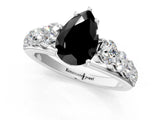 White gold Fancy Black Pear Cut Brilliant Diamond Pavé Band with Six-Prong Setting_13