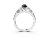 White gold Fancy Black Pear Cut Brilliant Diamond Pavé Band with Six-Prong Setting_15