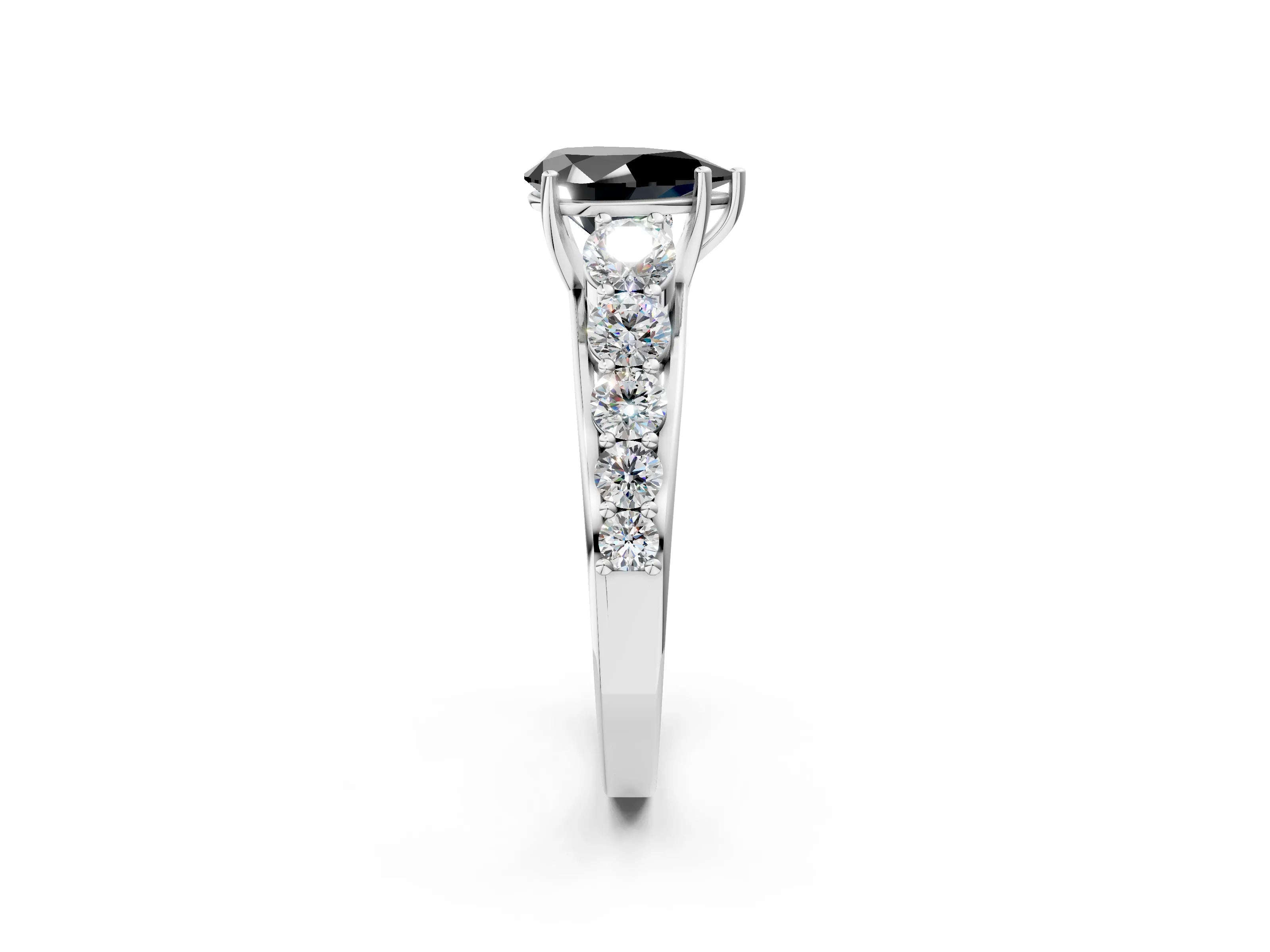 White gold Fancy Black Pear Cut Brilliant Diamond Pavé Band with Six-Prong Setting_2