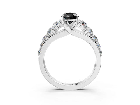 White gold Fancy Black Pear Cut Brilliant Diamond Pavé Band with Six-Prong Setting_3