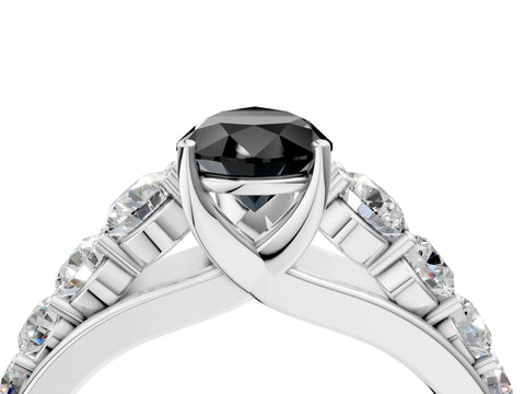 White gold Fancy Black Pear Cut Brilliant Diamond Pavé Band with Six-Prong Setting_4