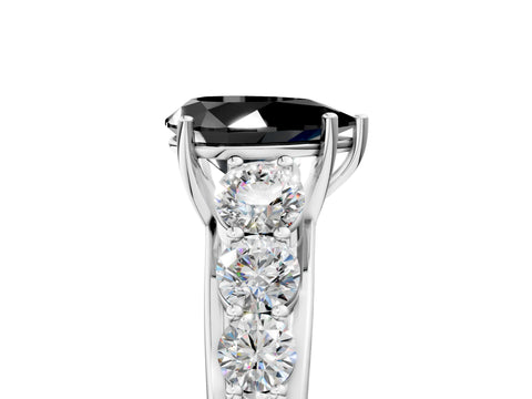 White gold Fancy Black Pear Cut Brilliant Diamond Pavé Band with Six-Prong Setting_5