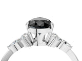 White gold Fancy Black Pear Cut Brilliant Diamond Solitaire Ring with Pear Side Stones and Four-Prong Setting_10