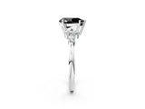 White gold Fancy Black Pear Cut Brilliant Diamond Solitaire Ring with Pear Side Stones and Four-Prong Setting_8