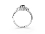 White gold Fancy Black Pear Cut Brilliant Diamond with Cluster Setting on a Beaded Band and Four-Prong Setting_15