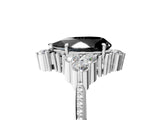 White gold Fancy Black Pear Cut Brilliant Diamond with Cluster Setting on a Beaded Band and Four-Prong Setting_17