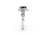 White gold Fancy Black Pear Cut Brilliant Milgrain Pave Heart Band Solitaire Ring_14