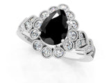 White gold Fancy Black Pear Cut Brilliant Milgrain Pave Heart Band Solitaire Ring_21