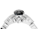 White gold Fancy Black Pear Cut Brilliant Milgrain Pave Heart Band Solitaire Ring_24
