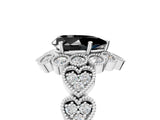 White gold Fancy Black Pear Cut Brilliant Milgrain Pave Heart Band Solitaire Ring_25