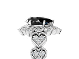 White gold Fancy Black Pear Cut Brilliant Milgrain Pave Heart Band Solitaire Ring_29