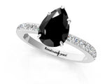 White gold Fancy Black Pear Cut Brilliant Pavé Band Solitaire with Four-Prong Setting_1