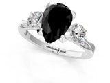 White gold Fancy Black Pear Cut Brilliant Three-Stone Diamond Ring with Pavé Band and Four-Prong Setting_37
