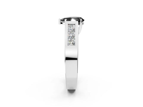 White gold Fancy Black Pear Cut Cut Channel Set Solitaire Ring with Four-Prong Setting_14