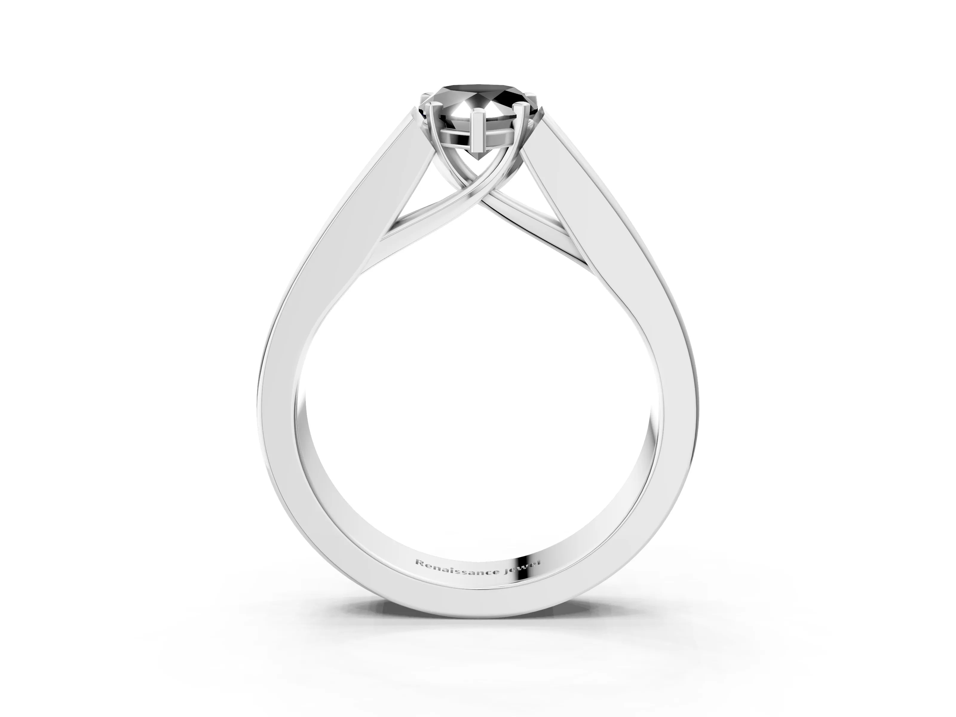 White gold Fancy Black Pear Cut Cut Channel Set Solitaire Ring with Four-Prong Setting_15