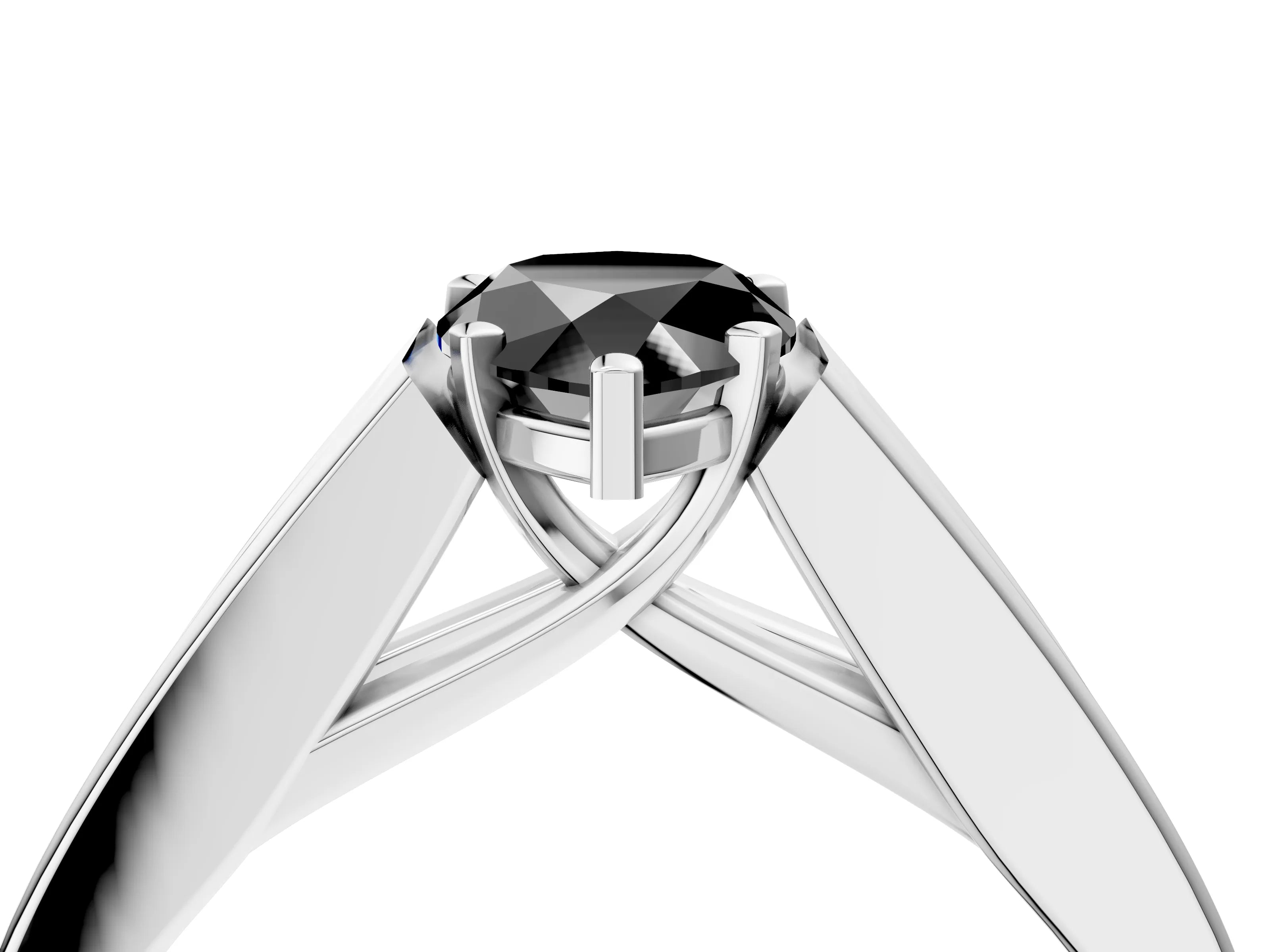 White gold Fancy Black Pear Cut Cut Channel Set Solitaire Ring with Four-Prong Setting_16