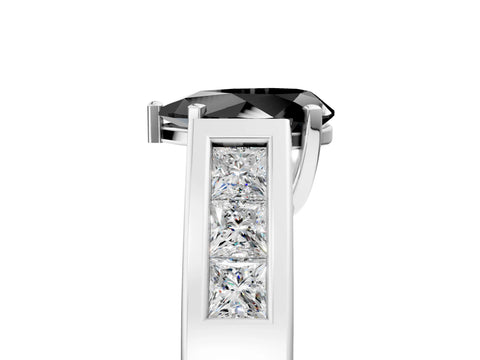 White gold Fancy Black Pear Cut Cut Channel Set Solitaire Ring with Four-Prong Setting_17