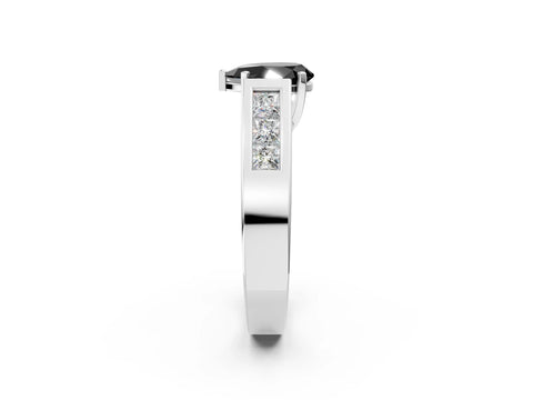 White gold Fancy Black Pear Cut Cut Channel Set Solitaire Ring with Four-Prong Setting_2