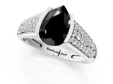 White gold Fancy Black Pear Cut Cut Diamond Channel Set Pave Band with Tension Prong Setting_1