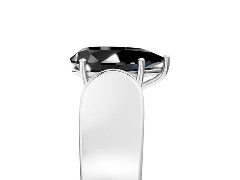 White gold Fancy Black Pear Cut Cut Diamond Channel Set Solitaire Ring with Four-Prong Setting_125