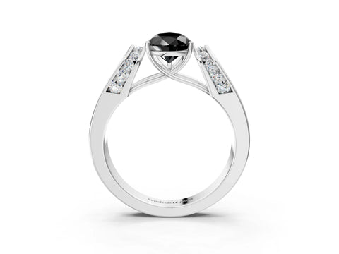 White gold Fancy Black Pear Cut Cut Diamond Channel Set Solitaire Ring with Four-Prong Setting_15