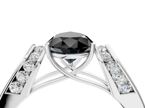 White gold Fancy Black Pear Cut Cut Diamond Channel Set Solitaire Ring with Four-Prong Setting_4