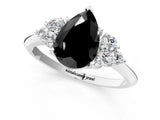 White gold Fancy Black Pear Cut Cut Diamond Cluster Ring with Solitaire Band and Four-Prong Setting_13
