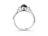 White gold Fancy Black Pear Cut Cut Diamond Cluster Ring with Solitaire Band and Four-Prong Setting_15