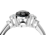 White gold Fancy Black Pear Cut Cut Diamond Cluster Ring with Solitaire Band and Four-Prong Setting_16