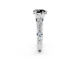 White gold Fancy Black Pear Cut Cut Diamond Engagement Ring with Pavé Band and Four-Prong Setting_2