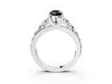White gold Fancy Black Pear Cut Cut Diamond Engagement Ring with Pavé Band and Four-Prong Setting_3