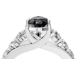 White gold Fancy Black Pear Cut Cut Diamond Engagement Ring with Pavé Band and Four-Prong Setting_4