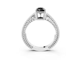 White gold Fancy Black Pear Cut Cut Diamond Milgrain Pave Band Four-Prong Setting Ring_6