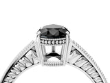 White gold Fancy Black Pear Cut Cut Diamond Milgrain Pave Band Four-Prong Setting Ring_7