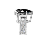 White gold Fancy Black Pear Cut Cut Diamond Milgrain Pave Band Four-Prong Setting Ring_8