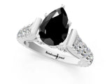 White gold Fancy Black Pear Cut Cut Diamond Pavé Band Solitaire with Four-Prong Setting_1