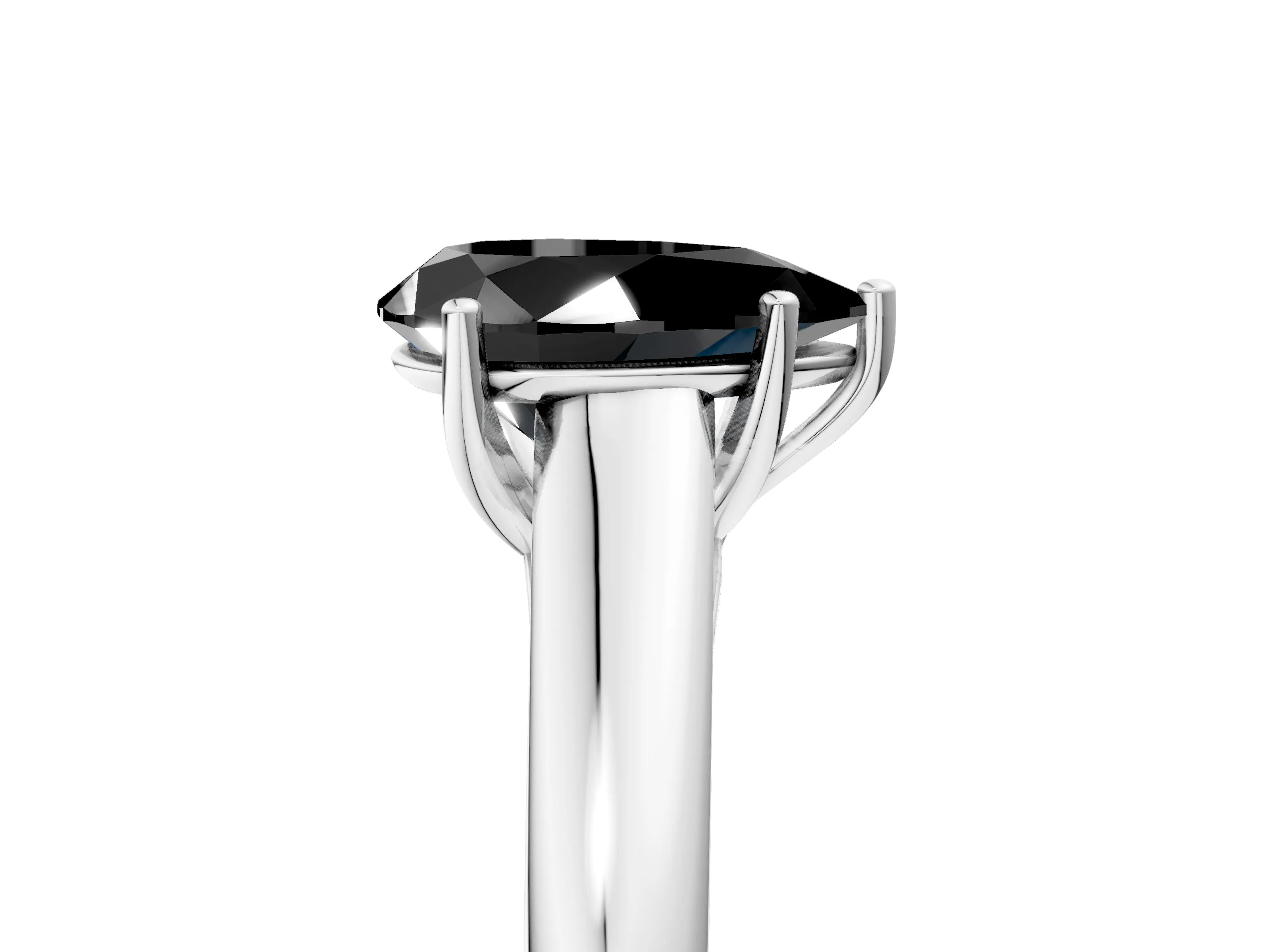 White gold Fancy Black Pear Cut Cut Diamond Solitaire Engagement Ring with Tapered Plain Band and Four-Prong Setting_17