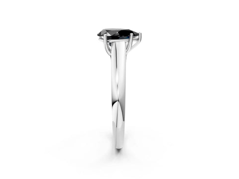 White gold Fancy Black Pear Cut Cut Diamond Solitaire Engagement Ring with Tapered Plain Band and Four-Prong Setting_2
