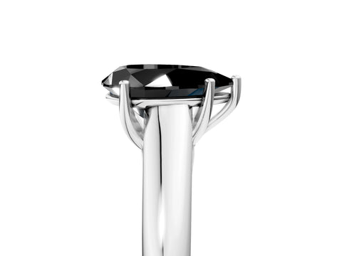 White gold Fancy Black Pear Cut Cut Diamond Solitaire Engagement Ring with Tapered Plain Band and Four-Prong Setting_5