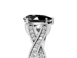 White gold Fancy Black Pear Cut Cut Diamond Twisted Band with Milgrain Pave Setting and Four-Prong Setting_17