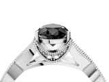 White gold Fancy Black Pear Cut Cut Diamond Twisted Band with Milgrain Pave Setting and Four-Prong Setting_5