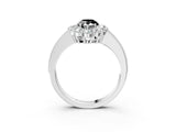 White gold Fancy Black Pear Cut Cut Halo Diamond Pavé Engagement Ring with Milgrain Detailing_3