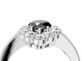 White gold Fancy Black Pear Cut Cut Halo Diamond Pavé Engagement Ring with Milgrain Detailing_4